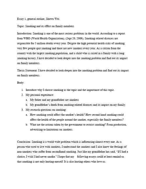 Essay 1 outline (Shuwu Wei)