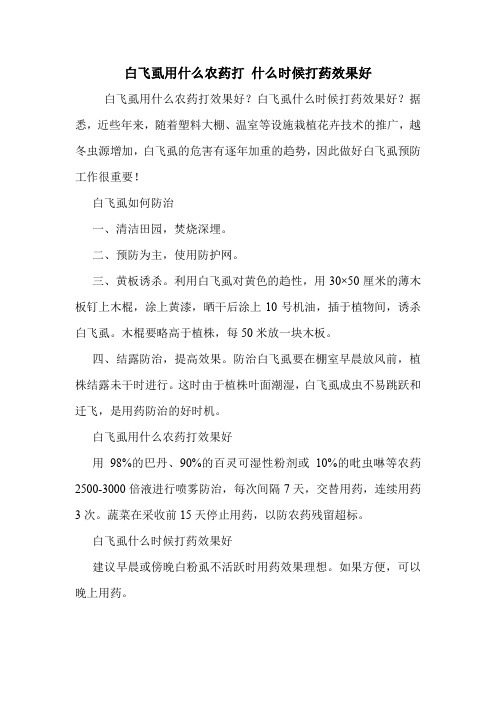 白飞虱用什么农药打 什么时候打药效果好