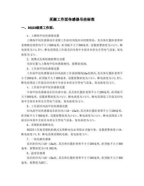 采掘工作面传感器吊挂标准