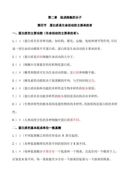 新教材高中生物  知识点2.4 蛋白质是生命活动的主要承担者