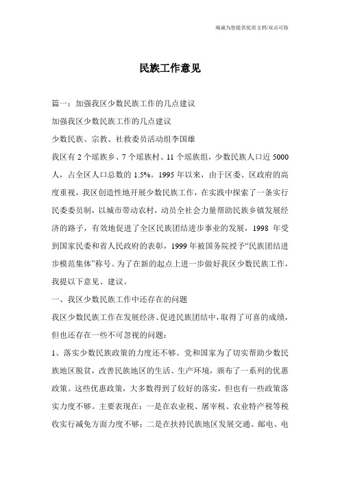 民族工作意见