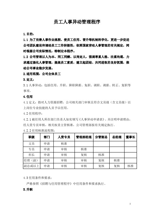 员工人事异动管理程序