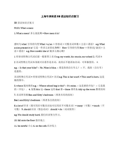 上海牛津英语5B语法知识点复习