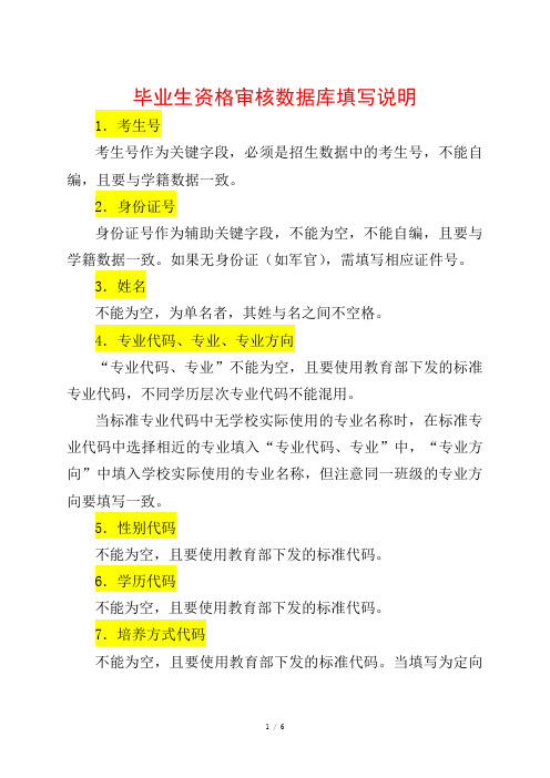 2015毕业生资格审核数据库填写说明