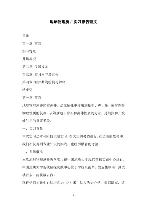 2020地球物理测井实习报告范文