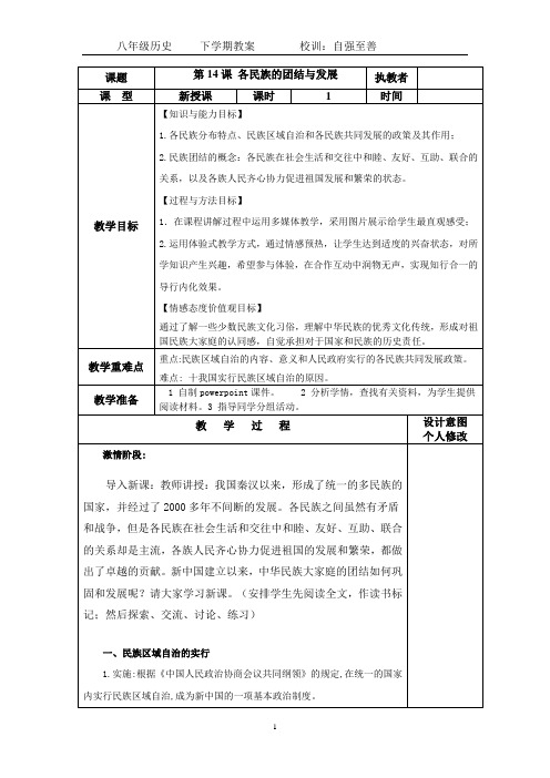 北师大版八年级历史下册《三单元 建设中国特色社会主义  第14课 各民族的团结与发展》公开课教案_6