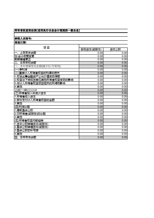 企业会计准则所有者权益变动表