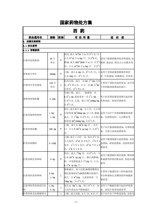 国家药物处方集
