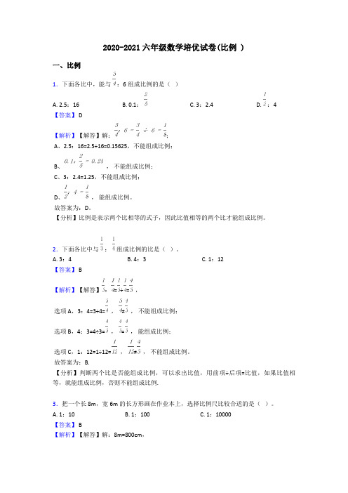 2020-2021六年级数学培优试卷(比例 )