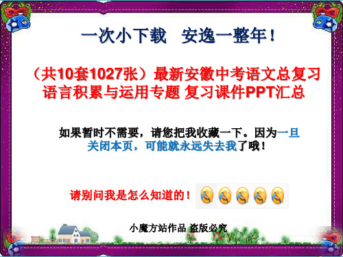 (共10套1027张)最新安徽中考语文总复习 语言积累与运用专题 复习课件PPT汇总