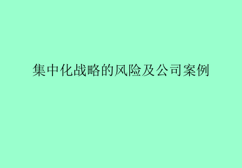 集中化战略的风险及公司案例