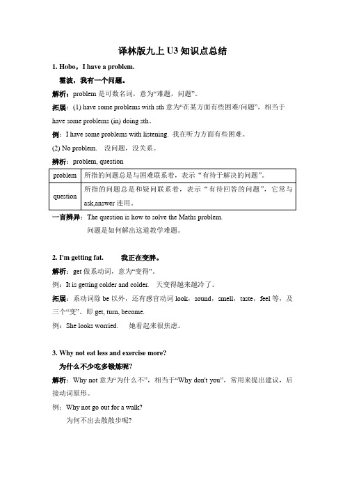 江苏专版牛津译林九年级上册 Unit 3 知识点总结