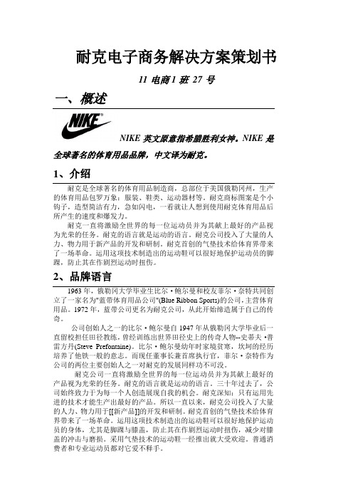 耐克电子商务解决方案策划书