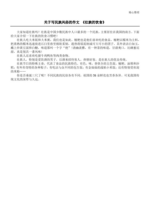 关于写民族风俗的作文 《壮族的饮食》