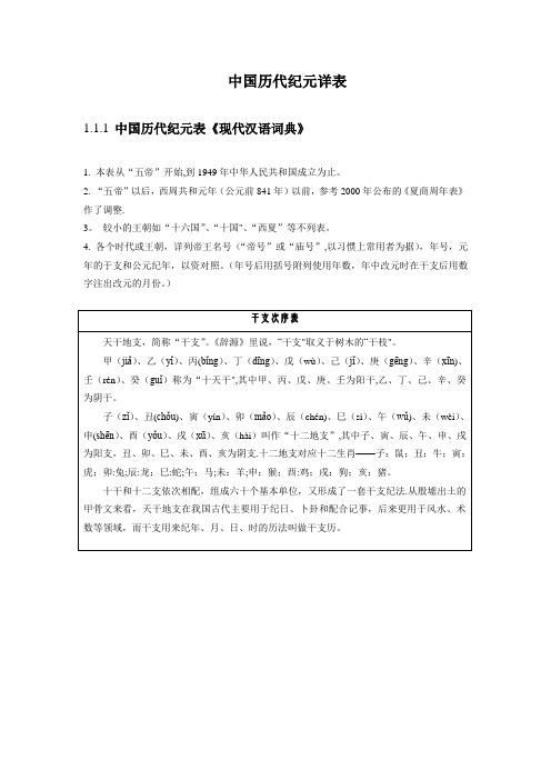 中国历代纪元详表