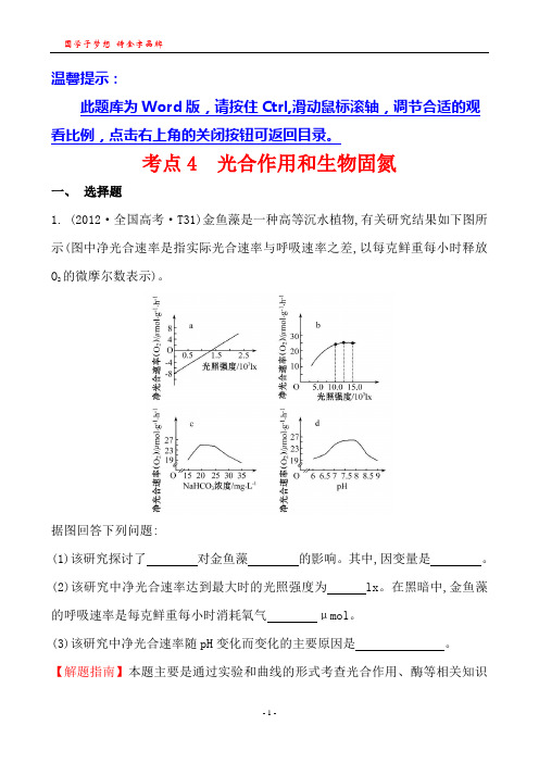 考点4 光合作用和生物固氮