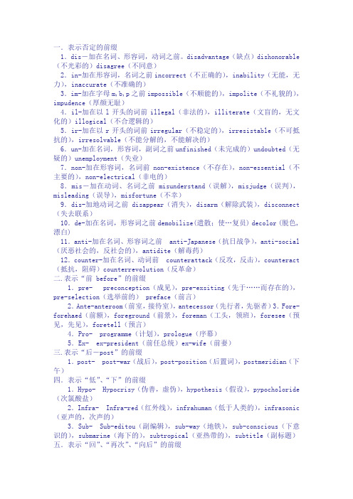 英语中前缀后缀的使用