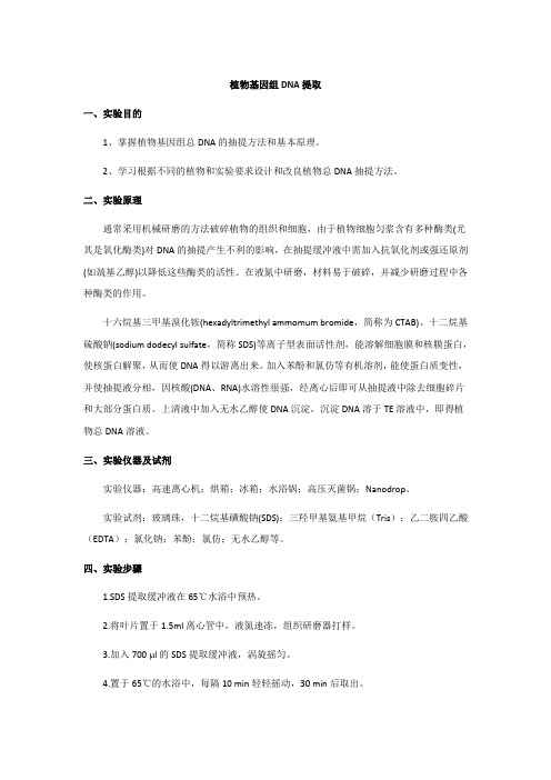 植物基因组DNA提取