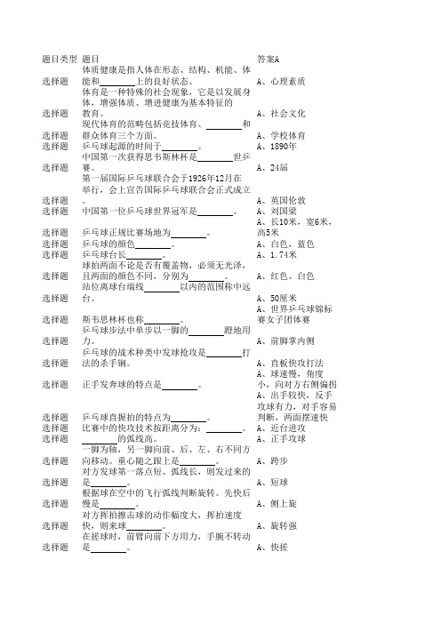 乒乓球试题