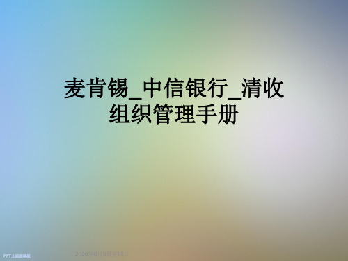 麦肯锡中信银行清收组织管理手册