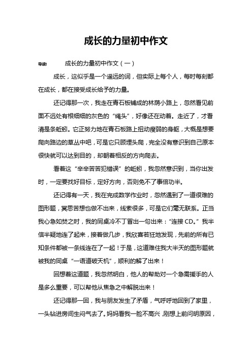 成长的力量初中作文