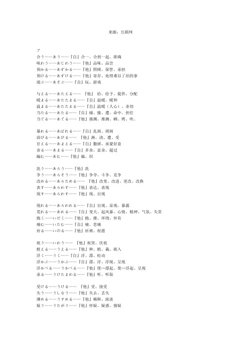 日语二级必会动词