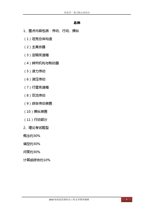 坦克学复习核心知识点