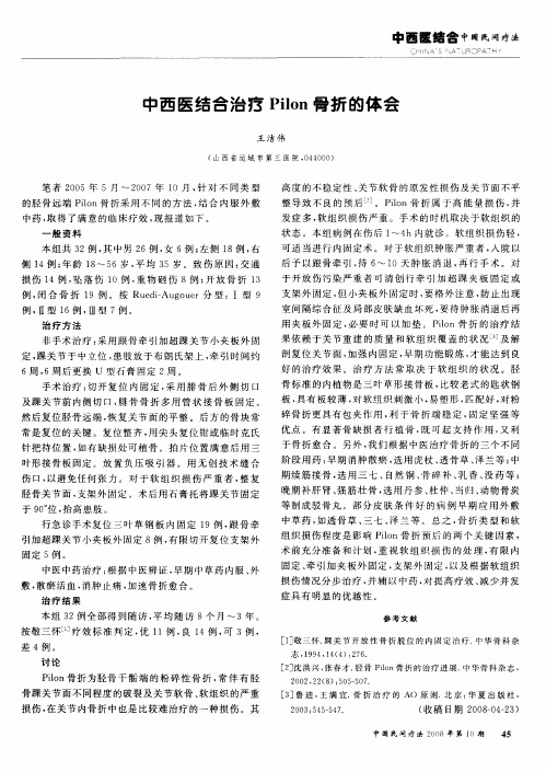 中西医结合治疗Pilon骨折的体会