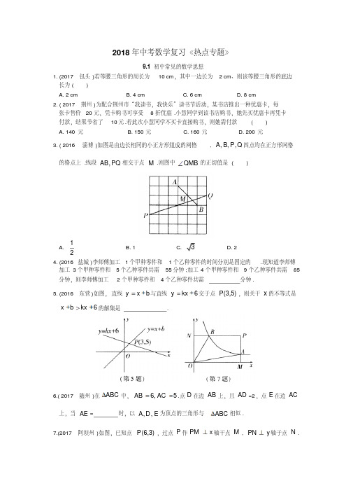 苏州市2018年中考数学《热点专题》复习练习含答案