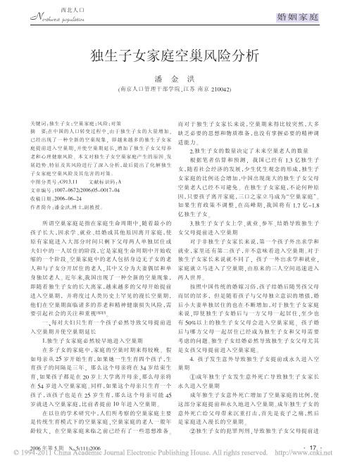 38独生子女家庭空巢风险分析