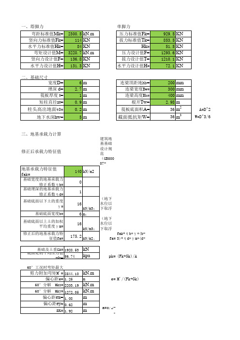 三管塔筏板基础计算