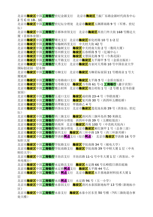 工商银行海淀区网点
