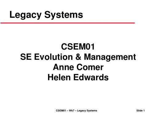 软件工程评估和管理英文讲义legacy systems7