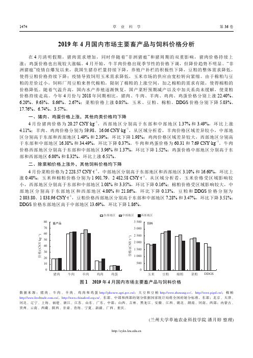 2019年4月国内市场主要畜产品与饲料价格分析