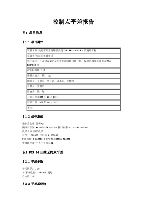 控制点平差报告