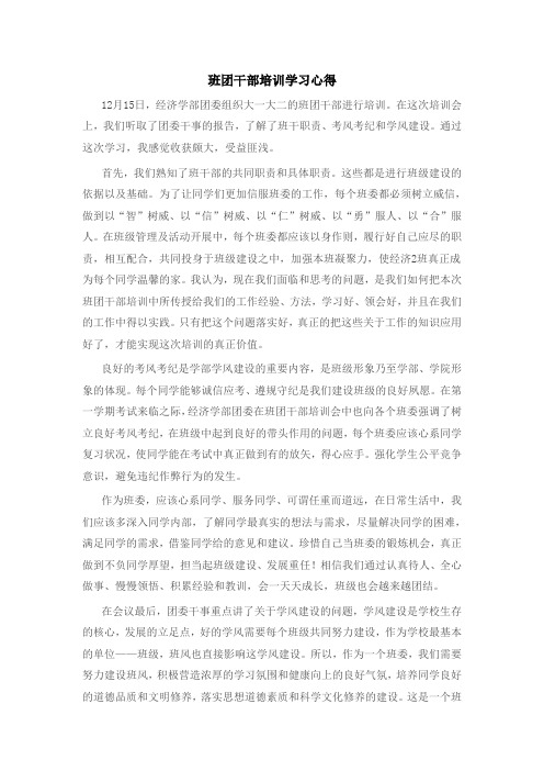 班团干部培训学习心得