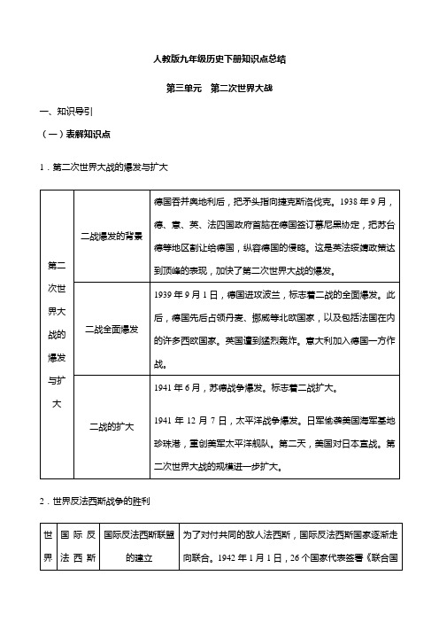 人教版九年级历史下册第三单元~四