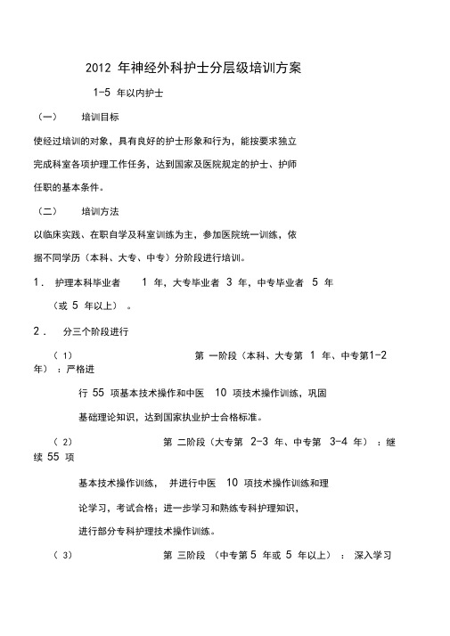 护士分层级培训方案计划