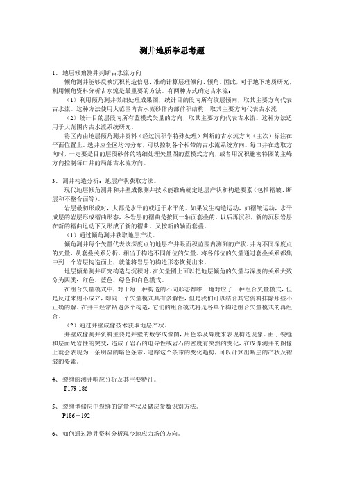 测井地质学思考题