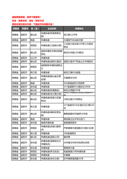 新版湖南省益阳市申通快递企业公司商家户名录单联系方式地址大全49家