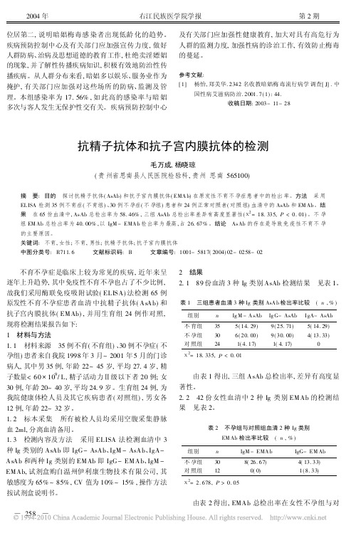 抗精子抗体和抗子宫内膜抗体的检测