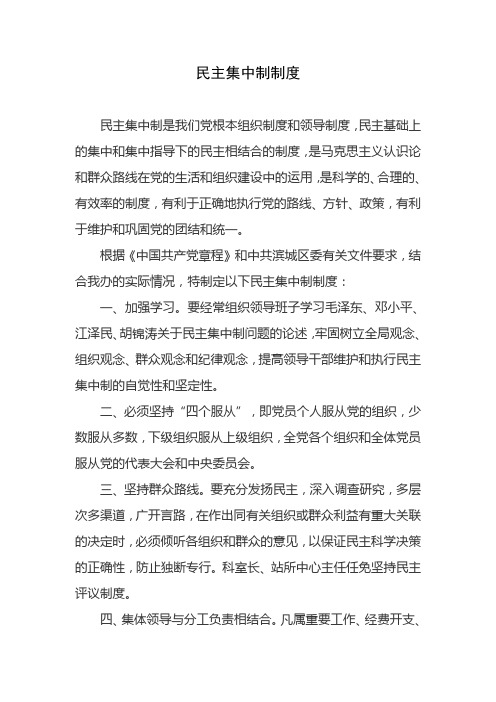 民主集中制制度