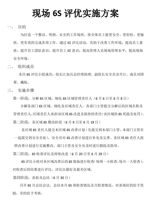 6S评优方案