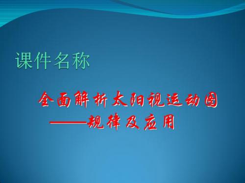 【高中地理】高考复习全面解析太阳视运动图——规律及应用ppt