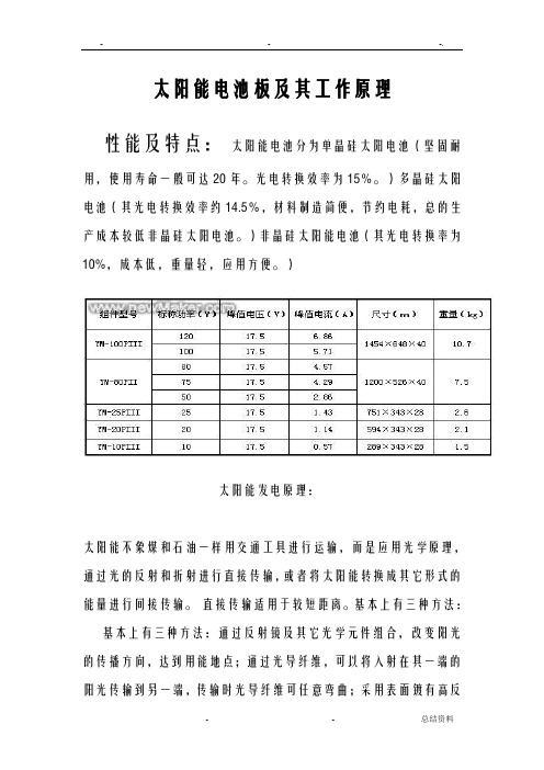 太阳能电池板及其工作原理