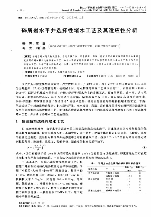 碎屑岩水平井选择性堵水工艺及其适应性分析