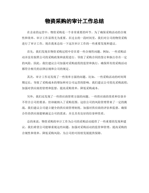物资采购的审计工作总结