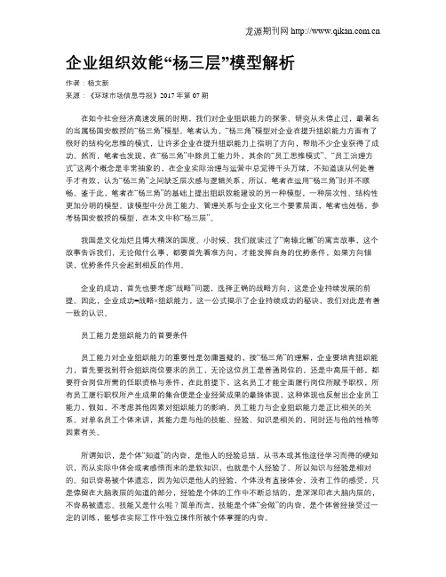 企业组织效能“杨三层”模型解析