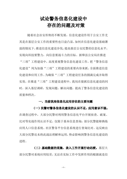 试论警务信息化建设中存在的问题及对策