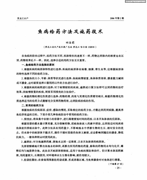 鱼病给药方法及施药技术